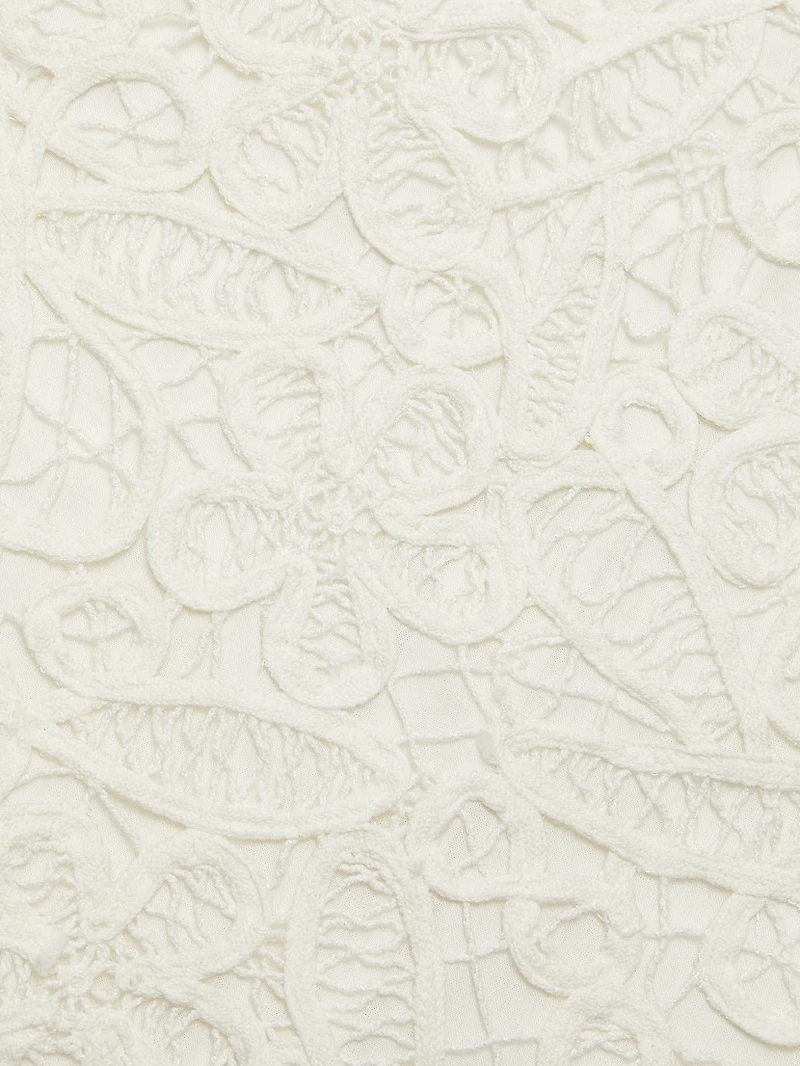 Lyla Soutache Floral Lace Cotton Midi-Skirt