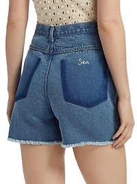 Kara Beaded Denim Shorts