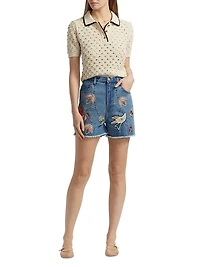 Kara Beaded Denim Shorts
