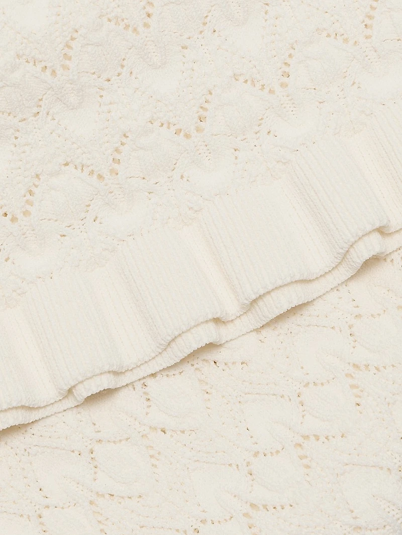 Rue Fine Gauge Pointelle Knit Short-Sleeve Sweater