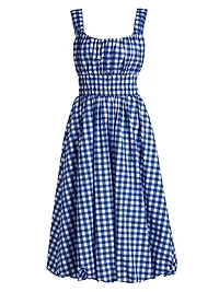Neci Gingham Cotton Scoopneck Midi-Dress