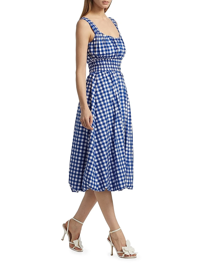 Neci Gingham Cotton Scoopneck Midi-Dress