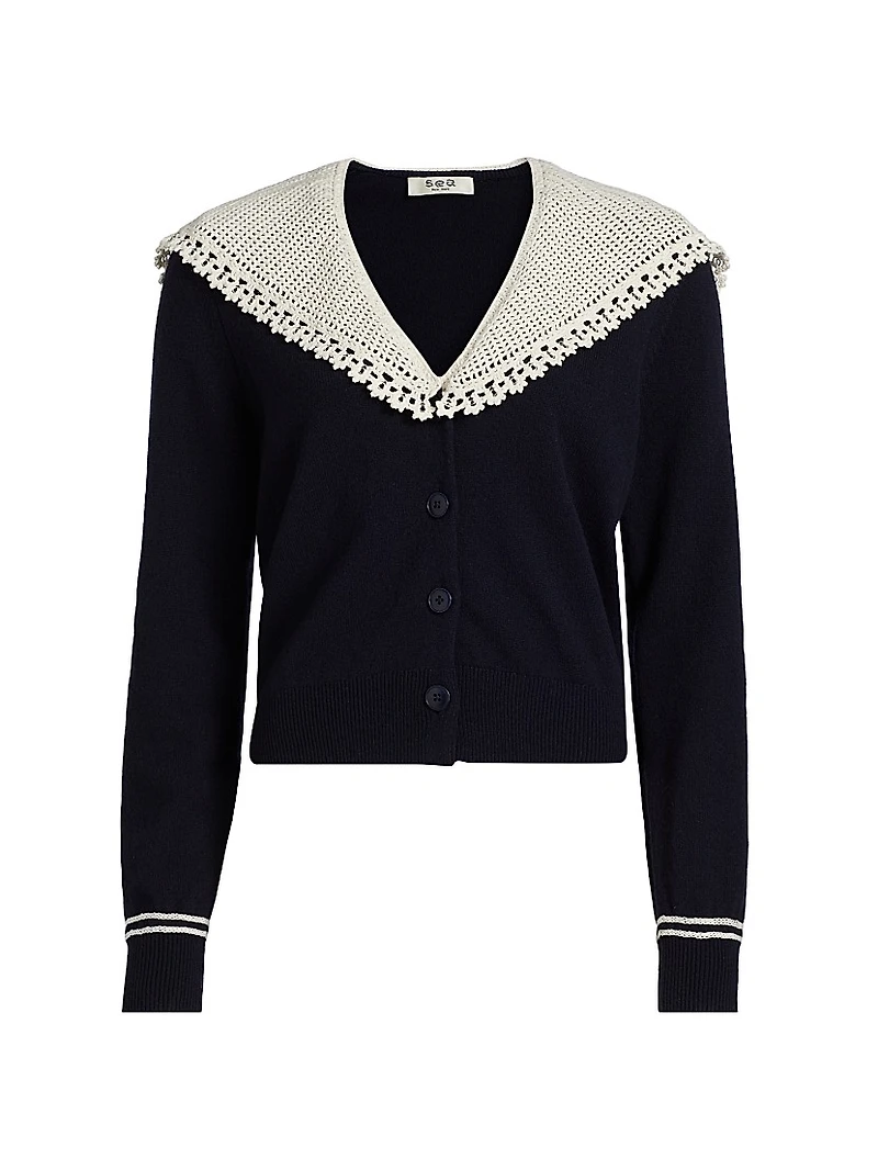 Marie Embroidered Wool Knit Cardigan