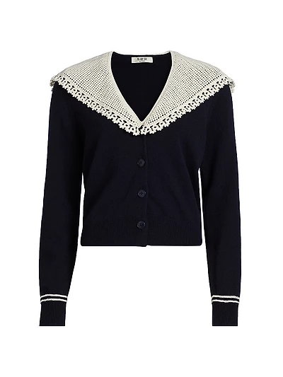 Marie Embroidered Wool Knit Cardigan