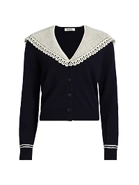 Marie Embroidered Wool Knit Cardigan