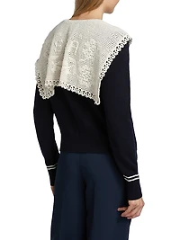 Marie Embroidered Wool Knit Cardigan
