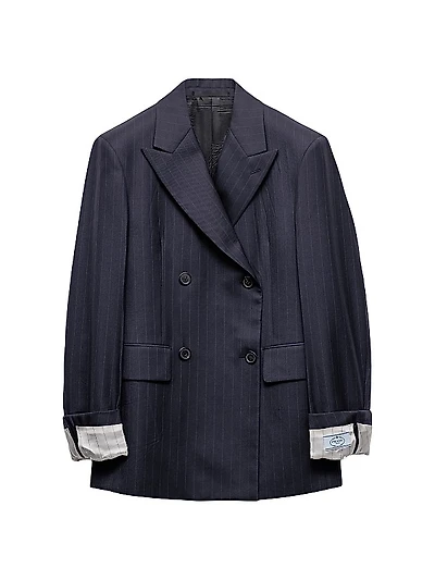 Double-Breasted Pinstriped Wool Jacket