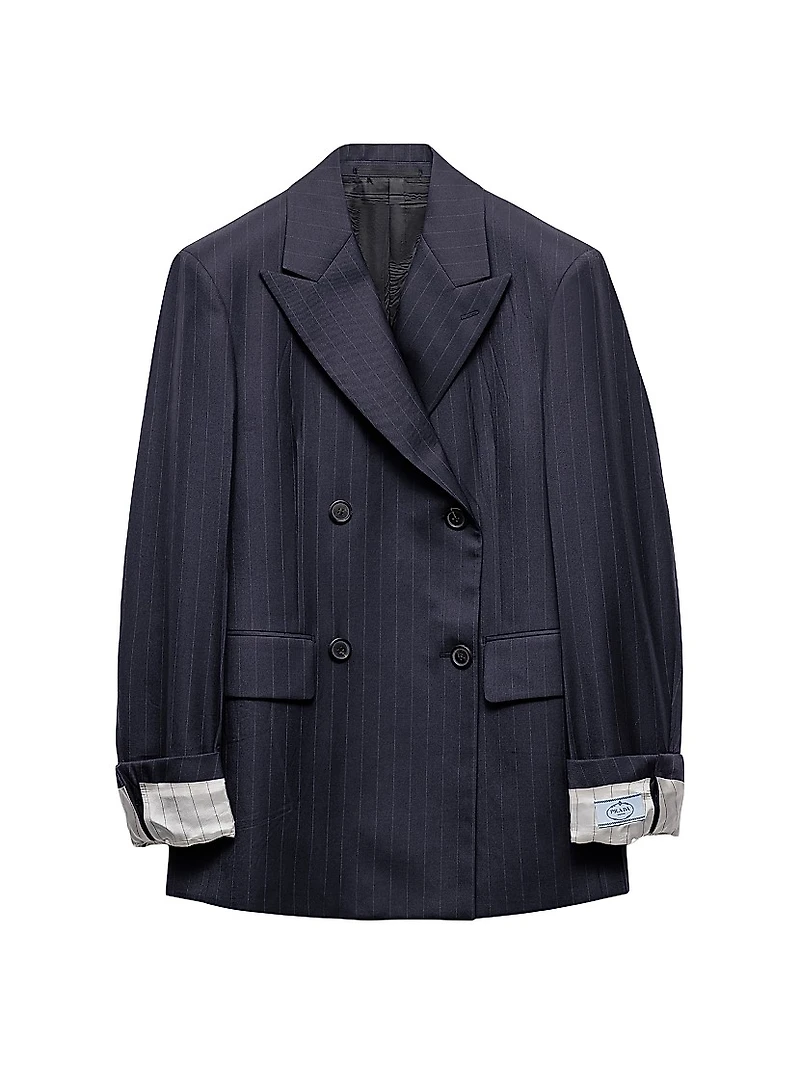 Double-Breasted Pinstriped Wool Jacket