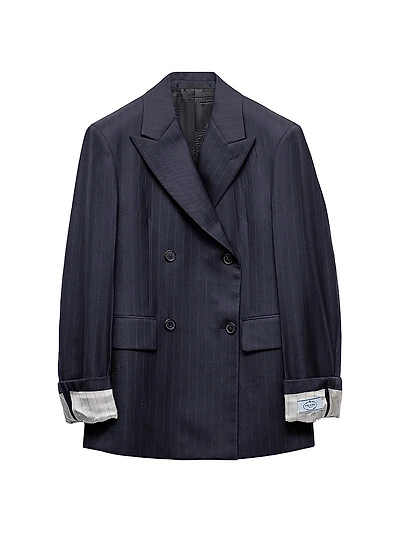 Double-Breasted Pinstriped Wool Jacket