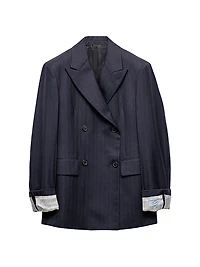 Double-Breasted Pinstriped Wool Jacket