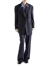 Double-Breasted Pinstriped Wool Jacket