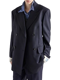 Double-Breasted Pinstriped Wool Jacket