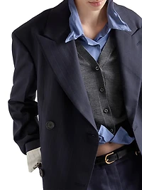Double-Breasted Pinstriped Wool Jacket
