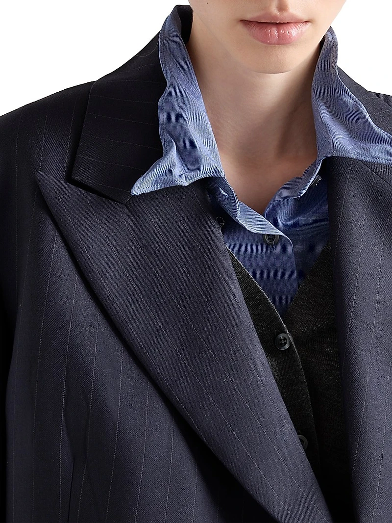 Double-Breasted Pinstriped Wool Jacket