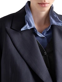 Double-Breasted Pinstriped Wool Jacket