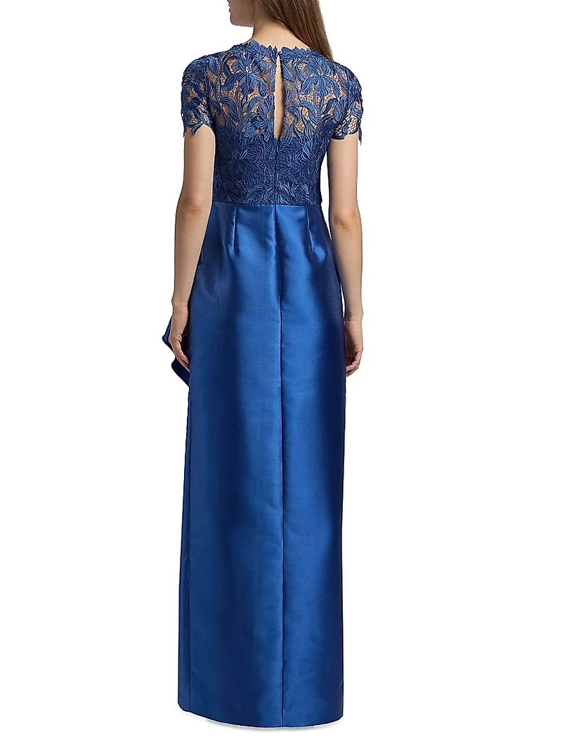 Selena Lace Draped Column Gown