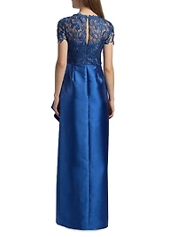 Selena Lace Draped Column Gown