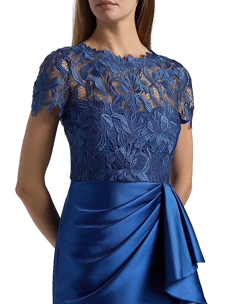 Selena Lace Draped Column Gown