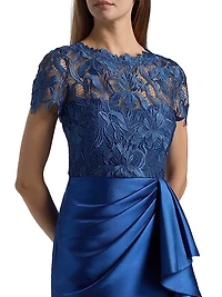 Selena Lace Draped Column Gown