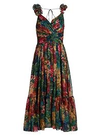 Tate Floral Chiffon Ruffle Cocktail Dress