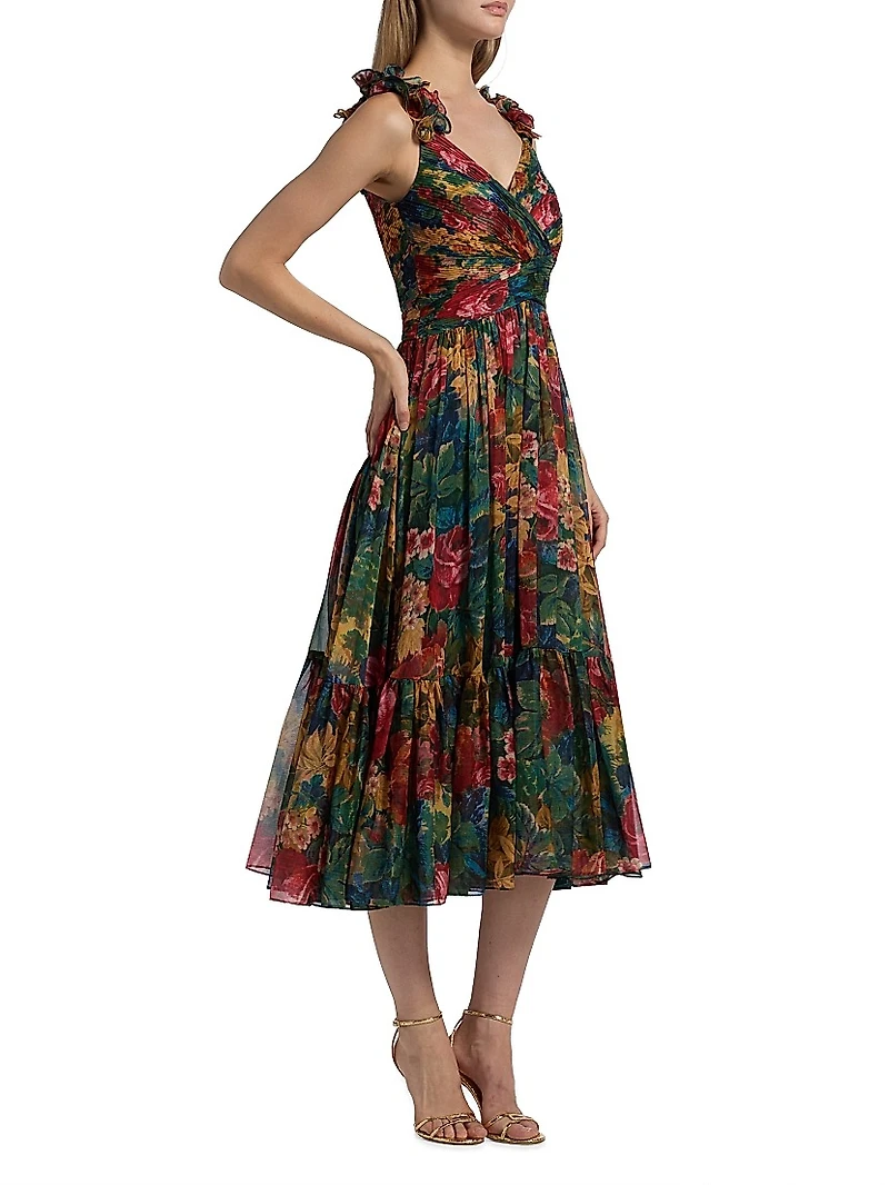 Tate Floral Chiffon Ruffle Cocktail Dress