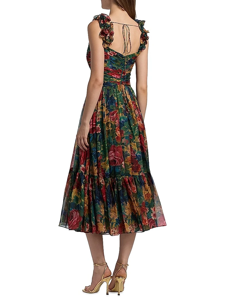 Tate Floral Chiffon Ruffle Cocktail Dress