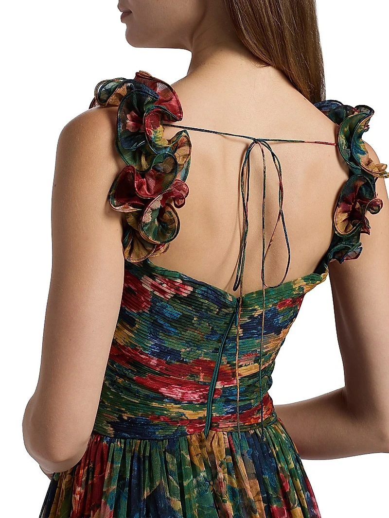 Tate Floral Chiffon Ruffle Cocktail Dress