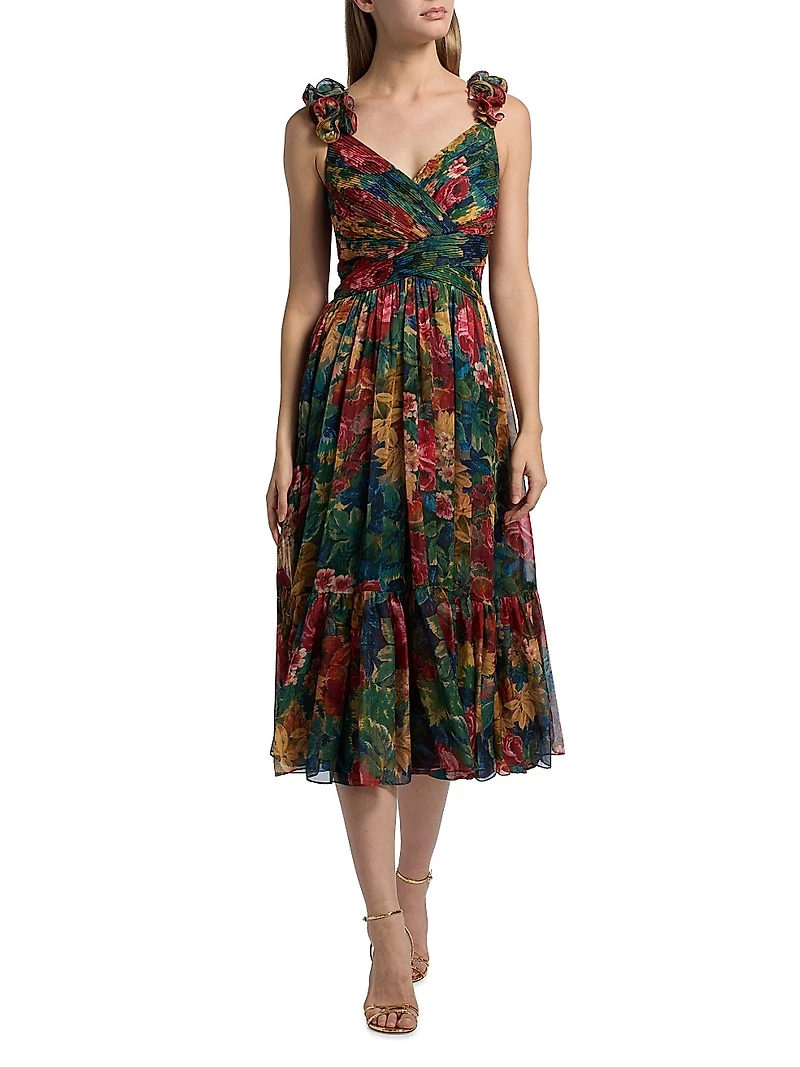 Tate Floral Chiffon Ruffle Cocktail Dress