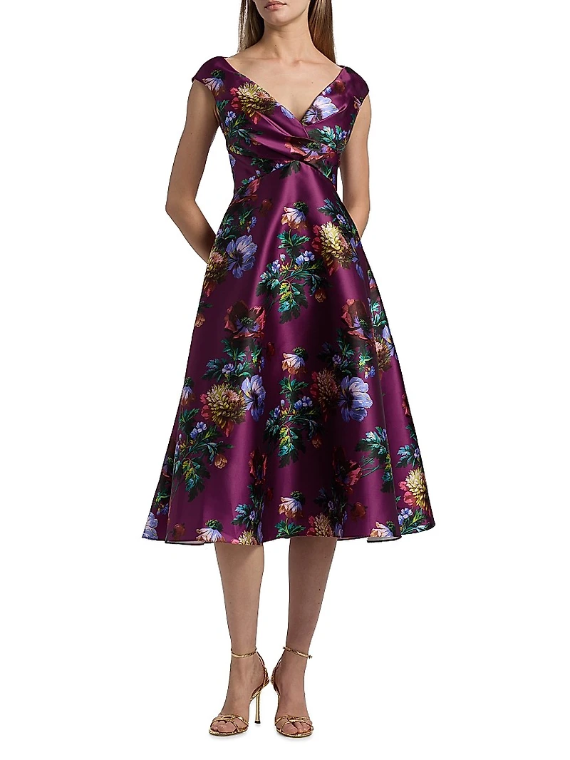 Kadence Floral V-Neck Midi-Dress