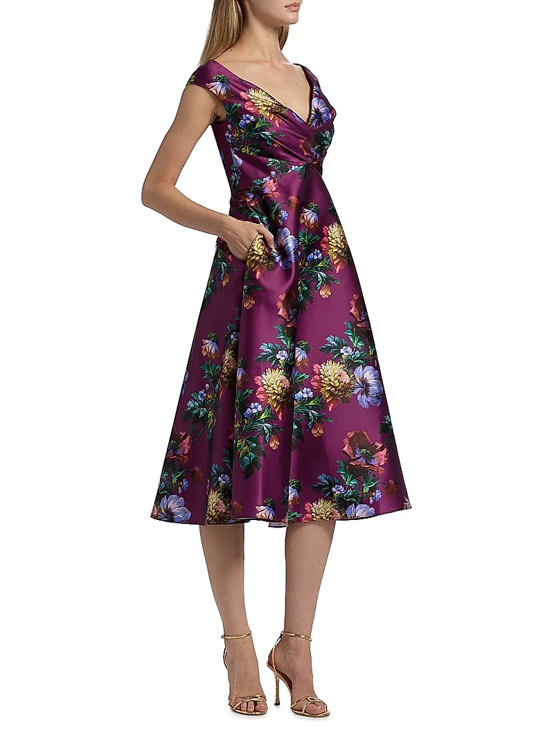 Kadence Floral V-Neck Midi-Dress