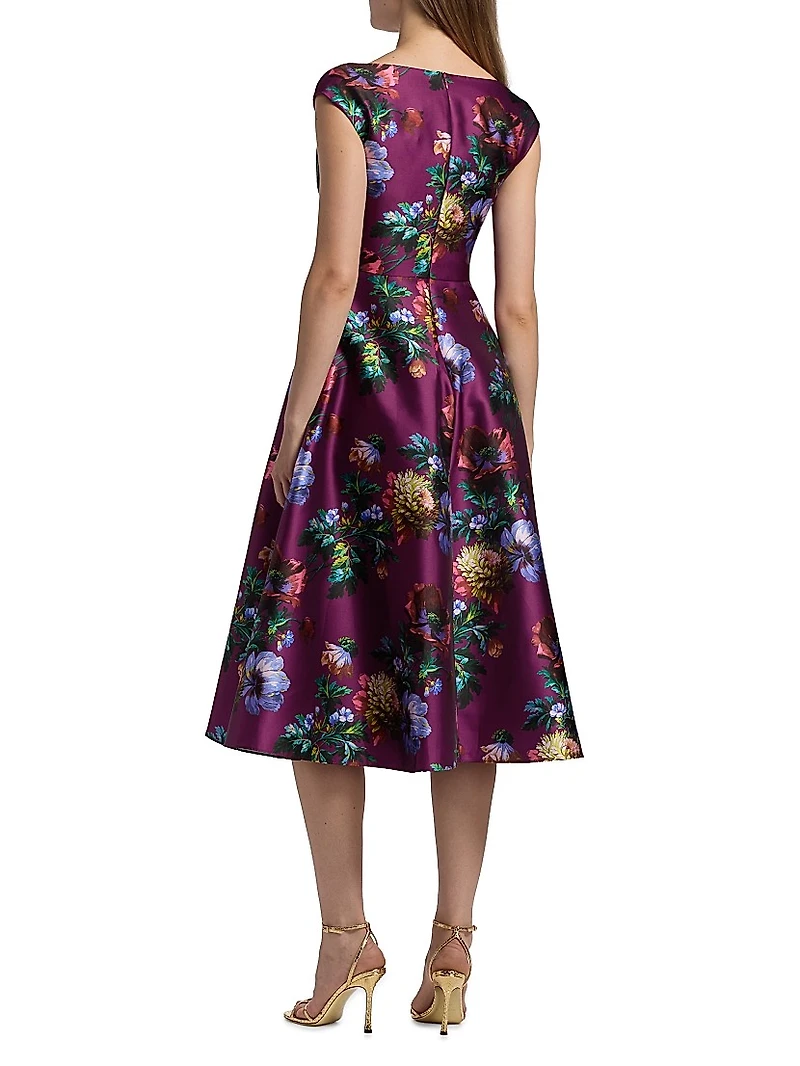 Kadence Floral V-Neck Midi-Dress