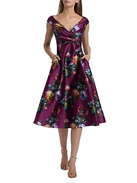 Kadence Floral V-Neck Midi-Dress
