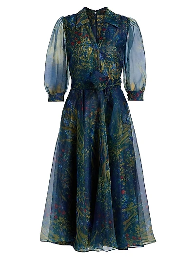 Winnie Floral Organza Midi-Dress