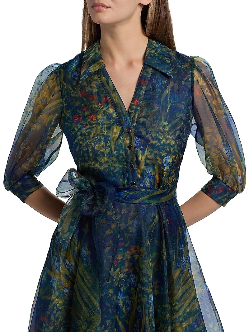 Winnie Floral Organza Midi-Dress