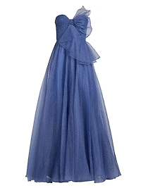 Joanna Draped Bow Organza Gown