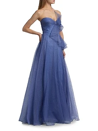 Joanna Draped Bow Organza Gown