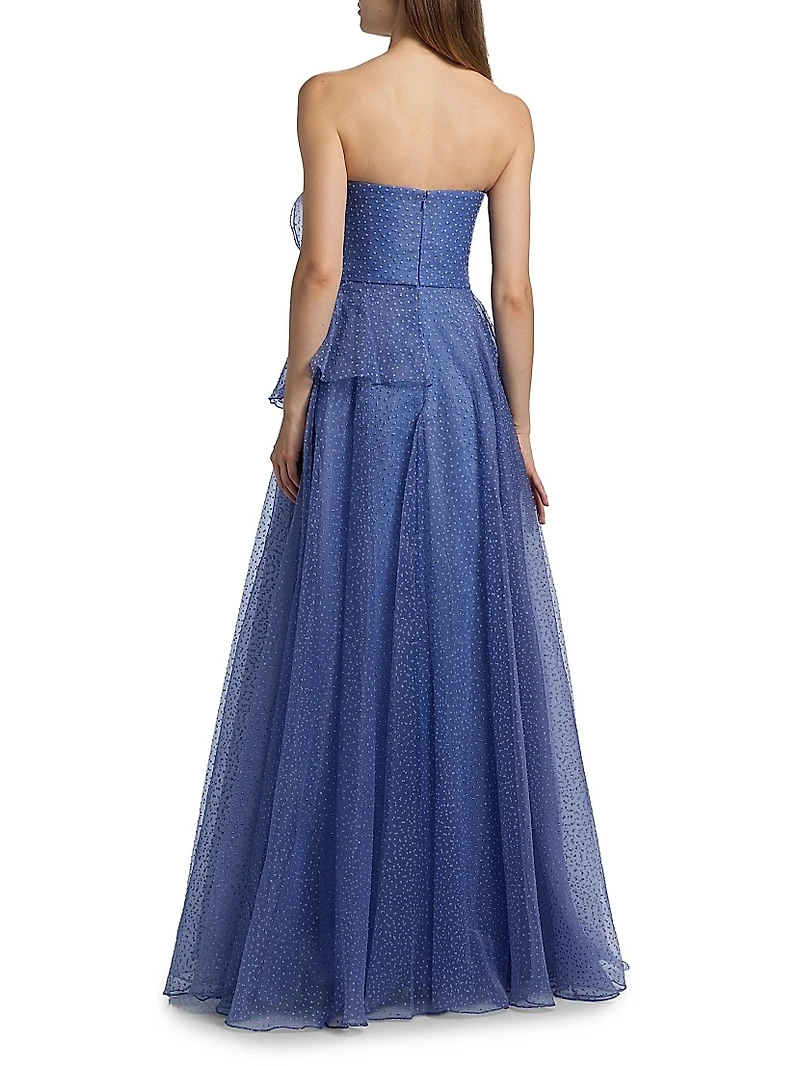 Joanna Draped Bow Organza Gown