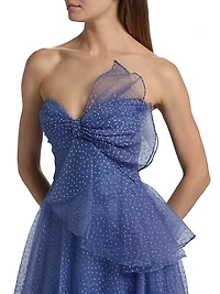 Joanna Draped Bow Organza Gown