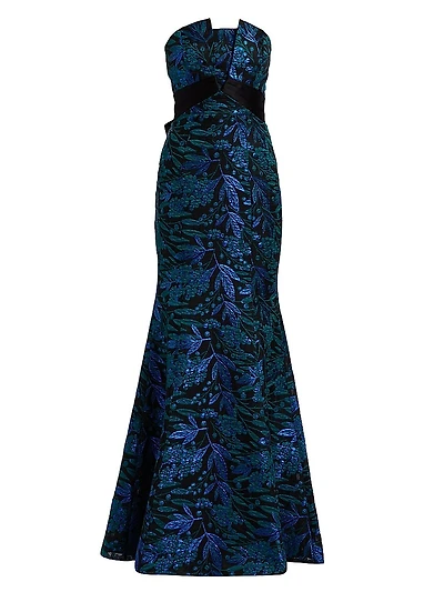 Fernanda Metallic Fil Coupé Strapless Mermaid Gown