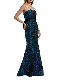 Fernanda Metallic Fil Coupé Strapless Mermaid Gown
