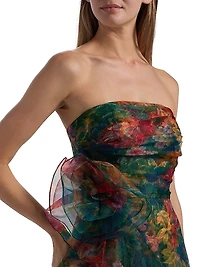 Leora Rosette Ruffled Bias-Cut Gown