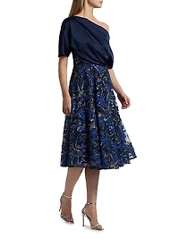 Embellished One-Shoulder Midi-Dress