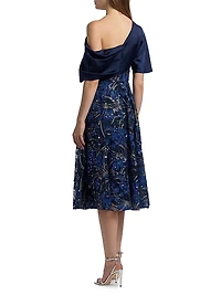 Embellished One-Shoulder Midi-Dress