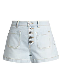 Cindy Washed Denim High-Rise Shorts