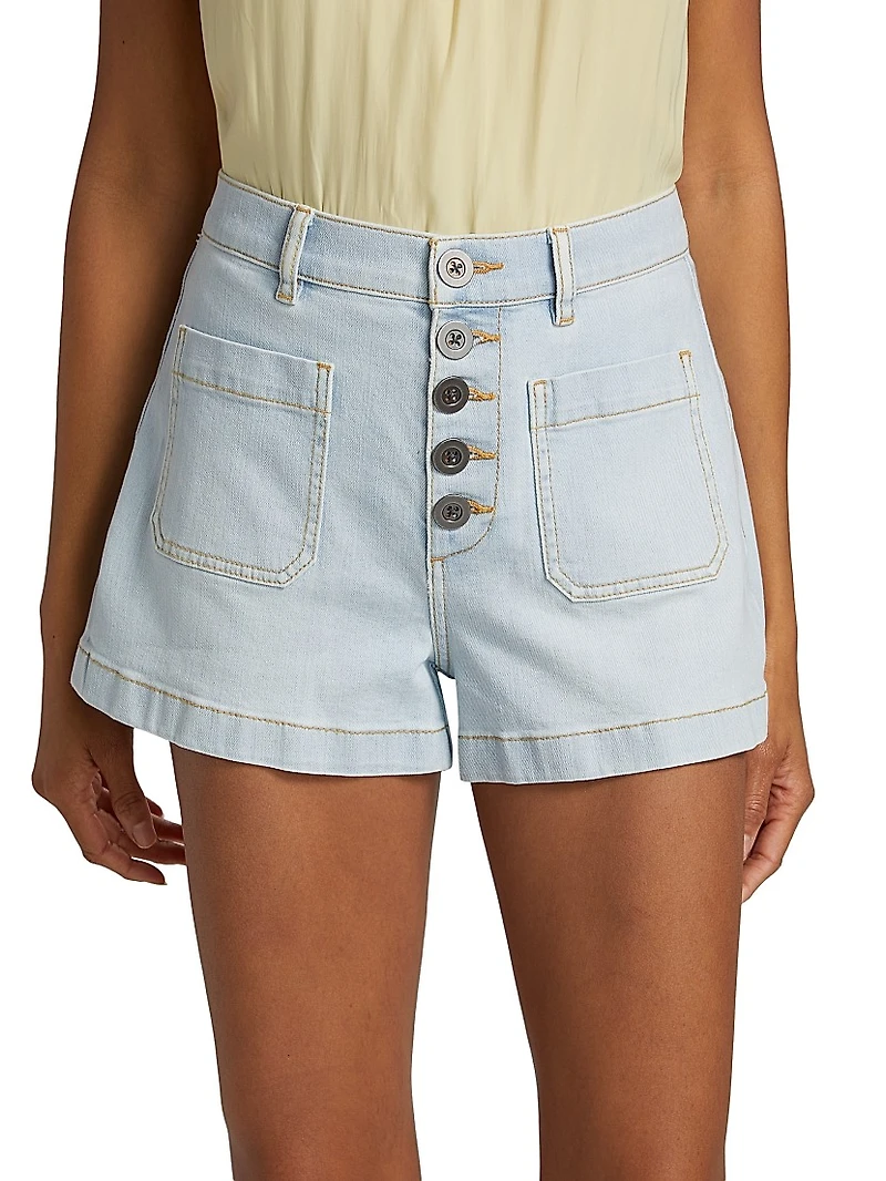 Cindy Washed Denim High-Rise Shorts