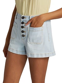 Cindy Washed Denim High-Rise Shorts