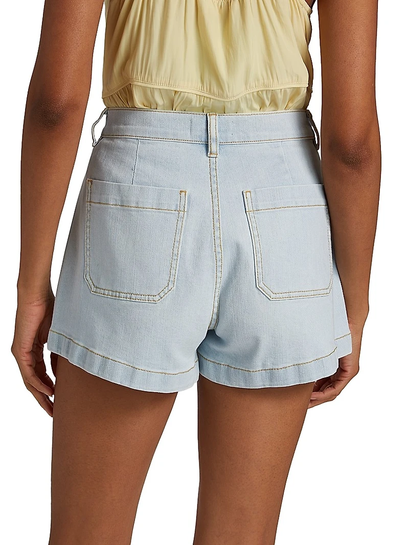 Cindy Washed Denim High-Rise Shorts
