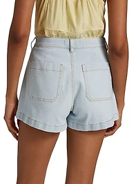 Cindy Washed Denim High-Rise Shorts