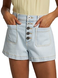 Cindy Washed Denim High-Rise Shorts