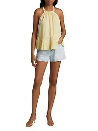 Cindy Washed Denim High-Rise Shorts